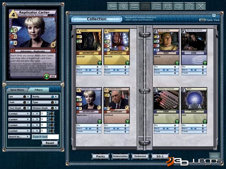 Stargate online trading card game system lords