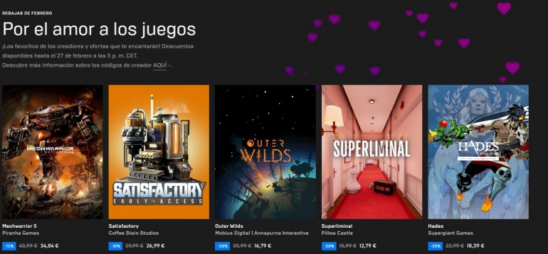 En Epic Games Store encontrarás lanzamientos recientes y muchos juegos indie. En Epic Games Store encontrarás lanzamientos recientes y muchos juegos indie.
